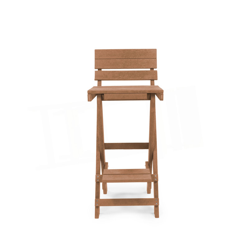 Tabouret de bar extérieur pliable en PEHD recyclé toutes saisons Harbour Point, Teck