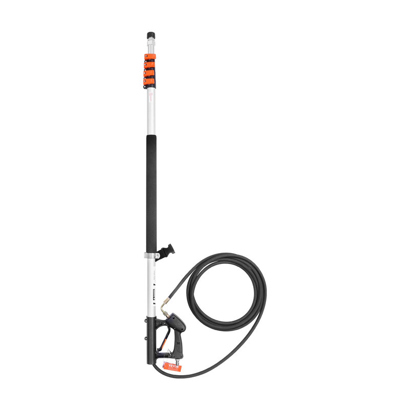 Tuyau télescopique à pression, 24 pi, 4 000 psi, buse de pulvérisation télescopique avec rallonge de laveuse à pression, nettoyeur de gouttière, coupleur pivotant, 7 embouts de buse de pulvérisation et harnais de support réglable