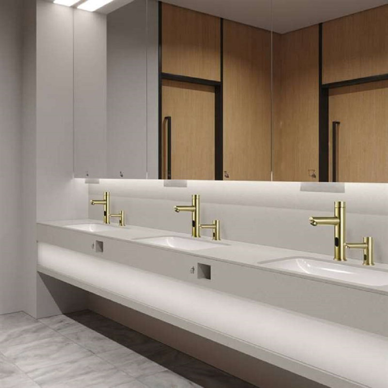 FontanaShowers Solo Brushed Gold Touchless Motion Activated Sink Faucet and Soap Dispenser