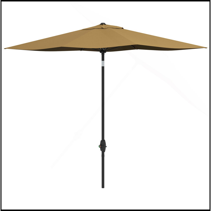Parasol de marché polyvalent pour terrasse, 6,5 pi x 10 pi avec manivelle et bouton poussoir inclinable Versatile, Café