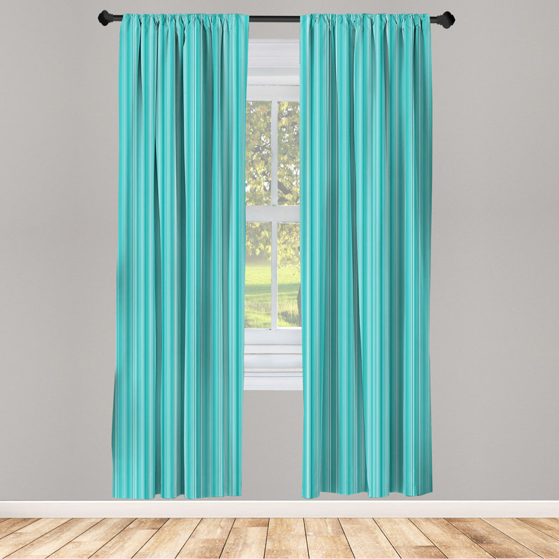 Lines Geometric Semi-Sheer Rod Pocket Sliding Panel, 28" x 95", Turquoise