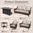 7-Person Outdoor Patio Conversation Rattan Seating Group With 2-In-1 Propane Fire Pit Table,2 Swivel Chairs and Beige Cushions-1641123847
