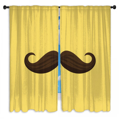 Rideau de fenêtre brun avec moustache frisée et obscurcissant - 2 panneaux