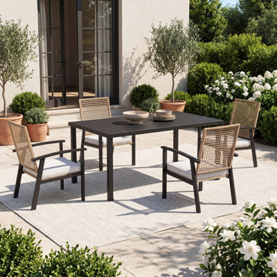 Ensemble de chaises de patio pour l'extérieur avec rotin en osier toutes saisons et coussins amovibles