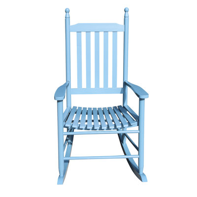 Fauteuil à bascule en bois bleu pour porche - assemblage en bois franc massif à l'extérieur Siège et accoudoirs généreux Assemblage rapide du dossier à lattes Poids maximal 250 lb Fabrication à bascule Durabilité à long terme