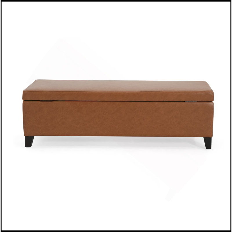 OTTOMAN DE RANGEMENT EN PU orange brun