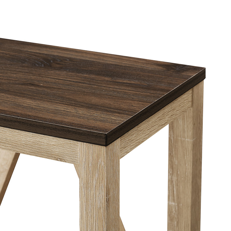 Emmie A-Frame End Table with Lower Shelf, Dark Walnut Top/White Oak Base