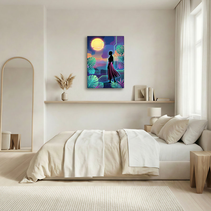 «Neon Tropical Silhouette», ensemble de 1 reproduction d'art sur toile tendue sur toile, H 30 po x l 20 po