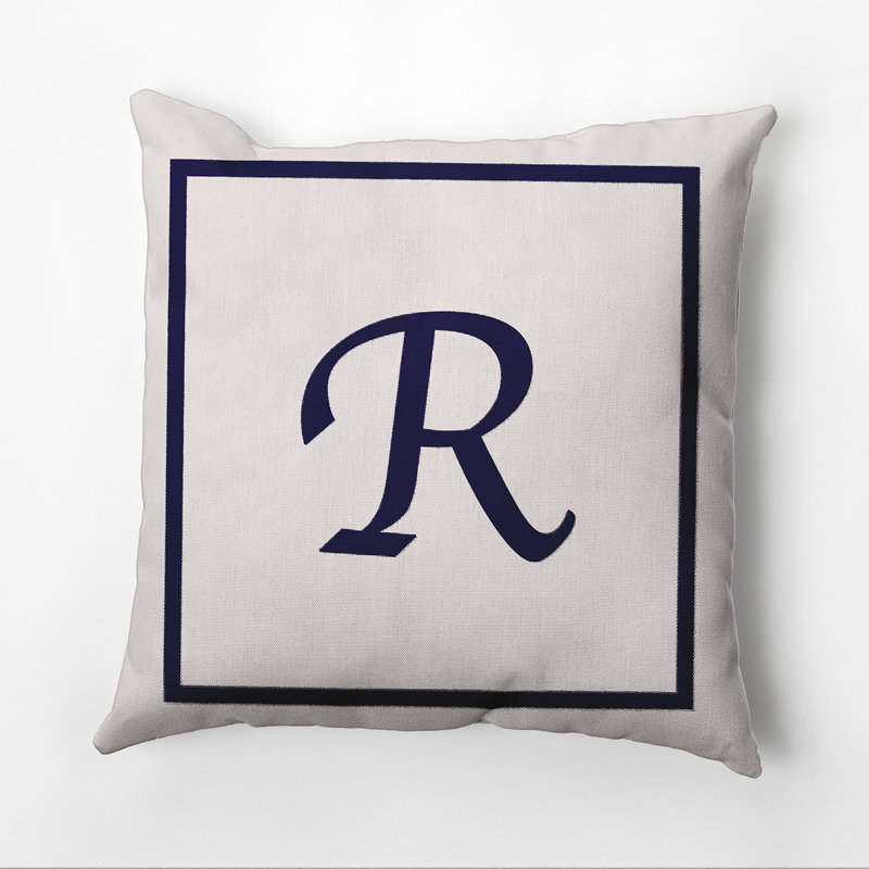 Reversible Throw Pillow, 26"x26", Navy Blue/White, R