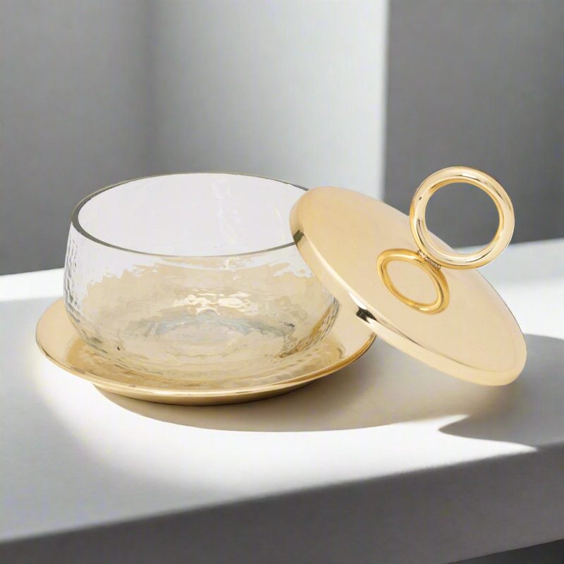 Sphere Stainless Honey Jar, Gold/Clear