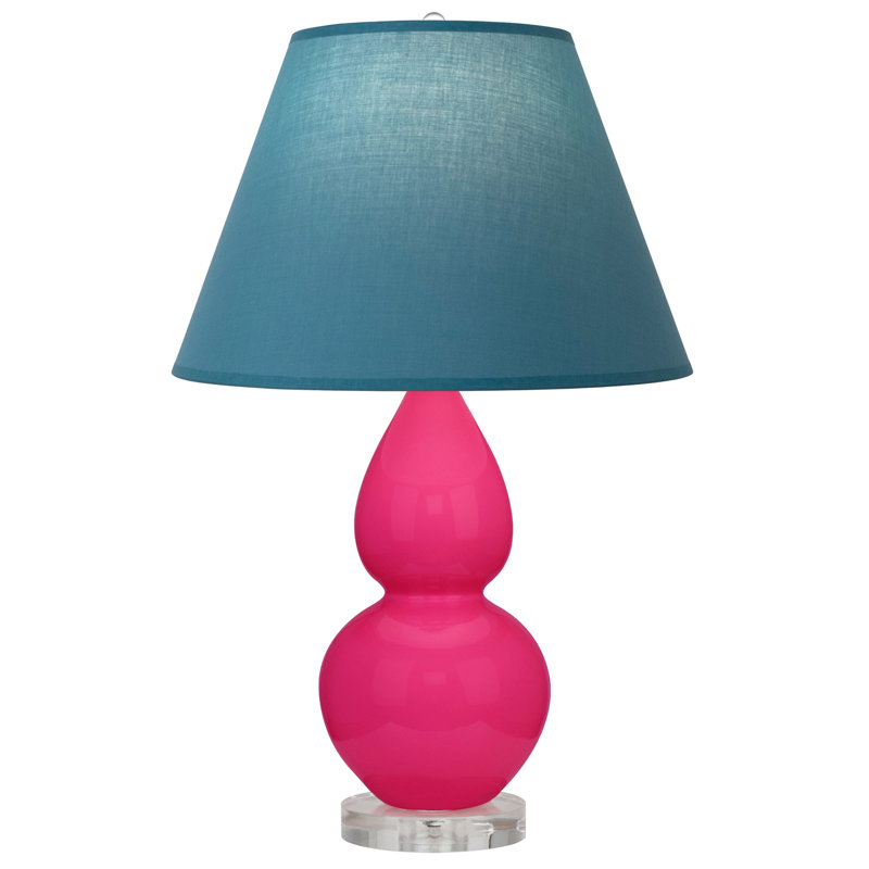 Petite lampe d'appoint à double gourde, Rose Razzle, Bleu vif / gris