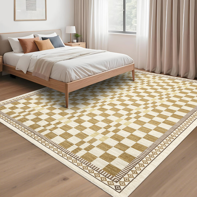 Washable Rugs for Living Room Modern Abstract Checkered Area Rugs Non Slip Carpet Indoor Stain Resistant Carpet for Dining Room Playroom Nursery