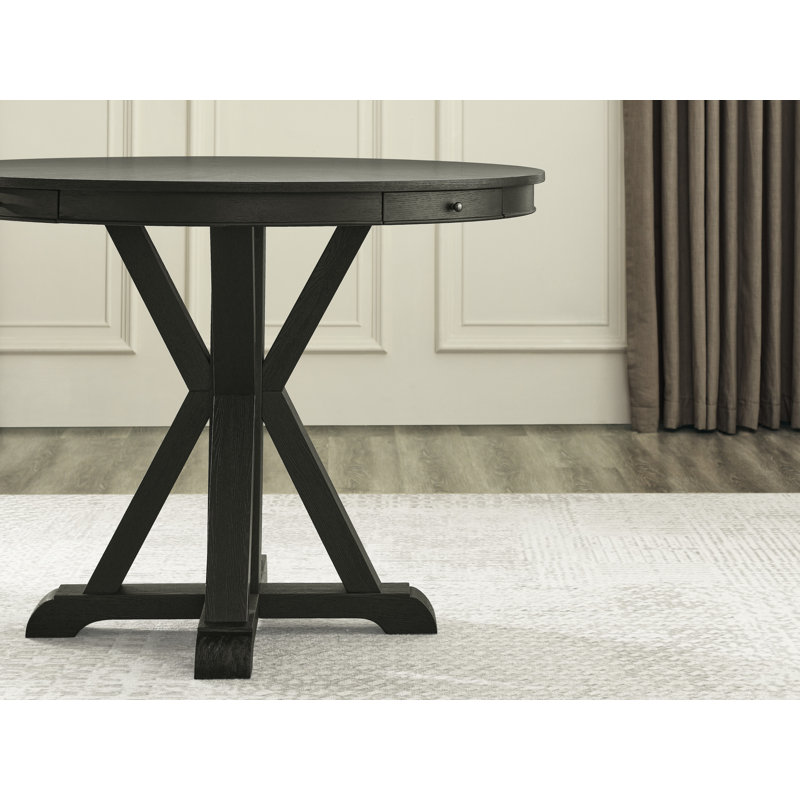 Rylie 48" Round Black Oak Counter Height Dining Table