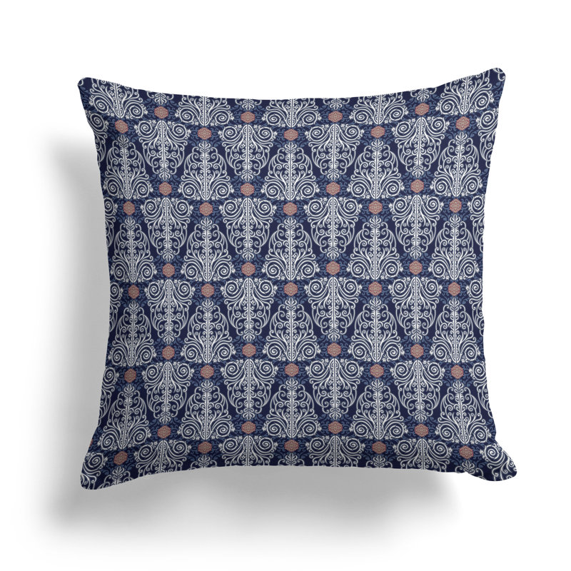 Coussin Mandala, H 16 po x l 16 po, Bleu / bleu marine