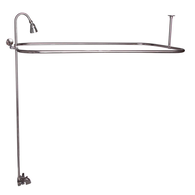 Robinet de baignoire à pattes murale à deux poignées, Nickel poli
