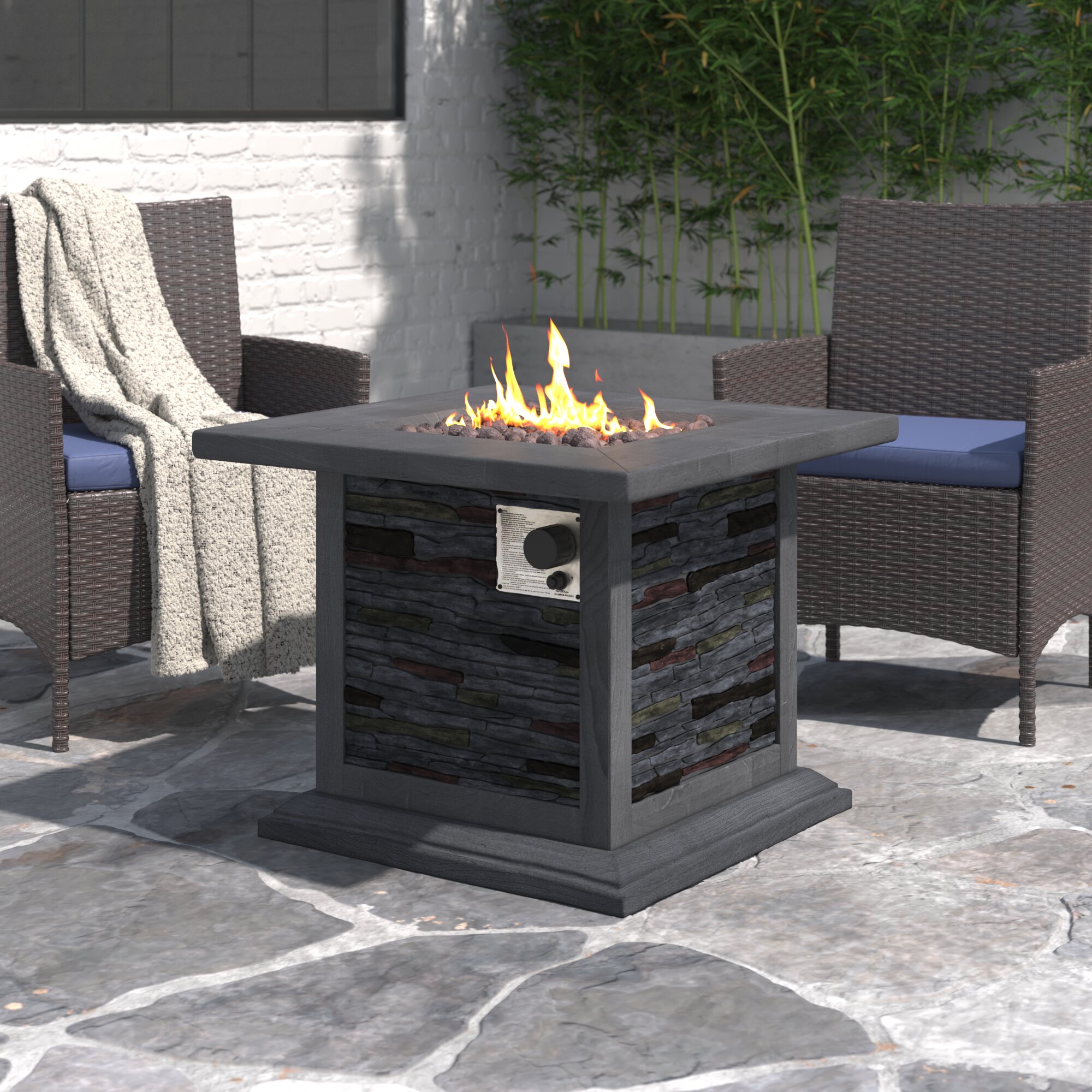 Wade Logan® Anaka Aluminum Propane Outdoor Gas Fire Pit Table & Reviews