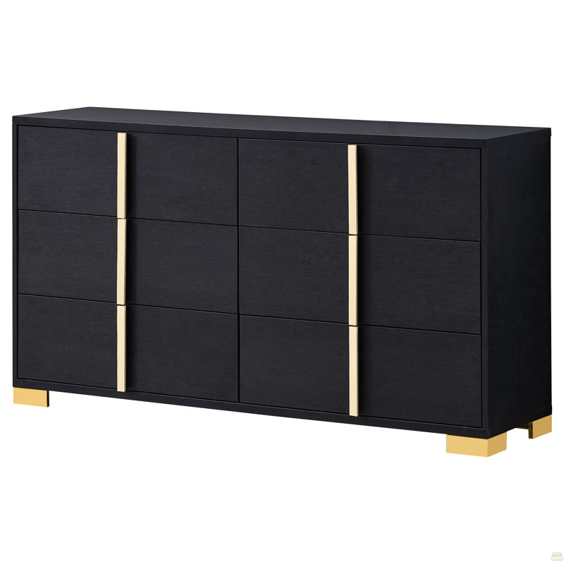 Commode 6 tiroirs, Noir