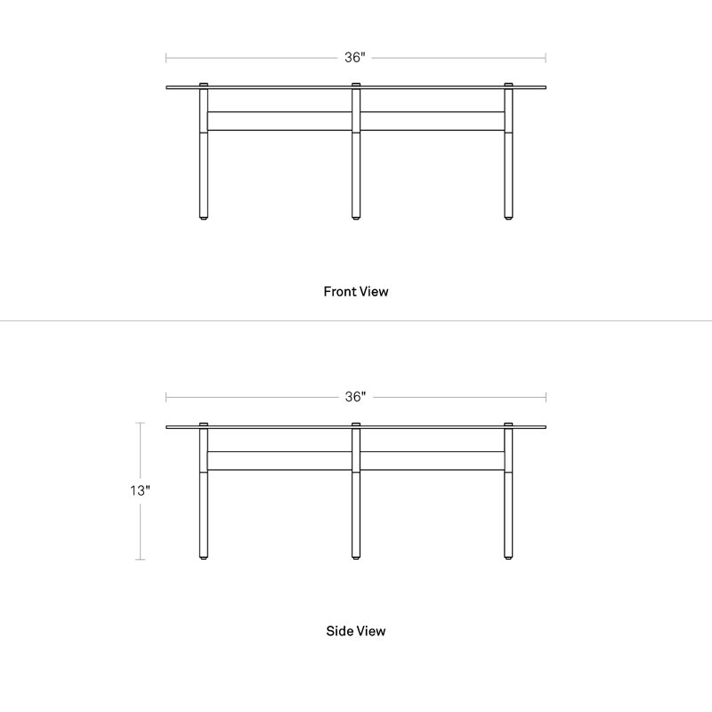 Flume Coffee Table, 14" H x 47" W x 31" D, Clear/Putty