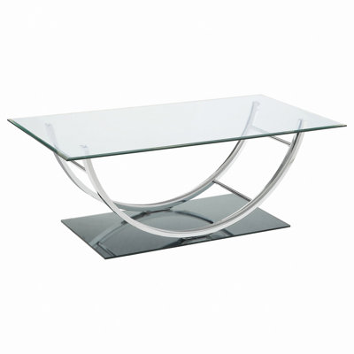 Rectangular U-Shaped Glass Top Coffee Table