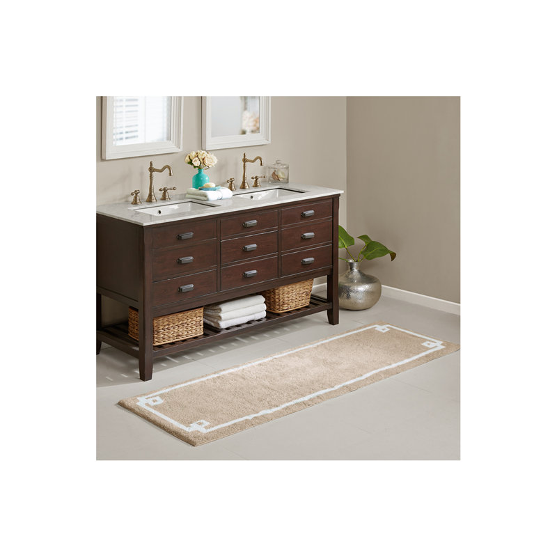 Cotton Tufted Bath Rug 24X72, Taupe, Single- 72" L x 24" W