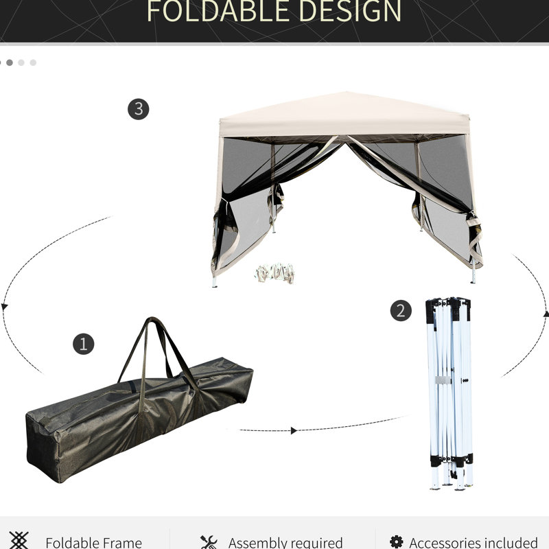 Tente à auvent 10 'X avec filet respirant - Hauteur réglable pour le jardin extérieur, le patio peut accueillir 10 filets escamotables 210D à installation rapide et facile, 10', réglable, sac de transport, fêtes et événements