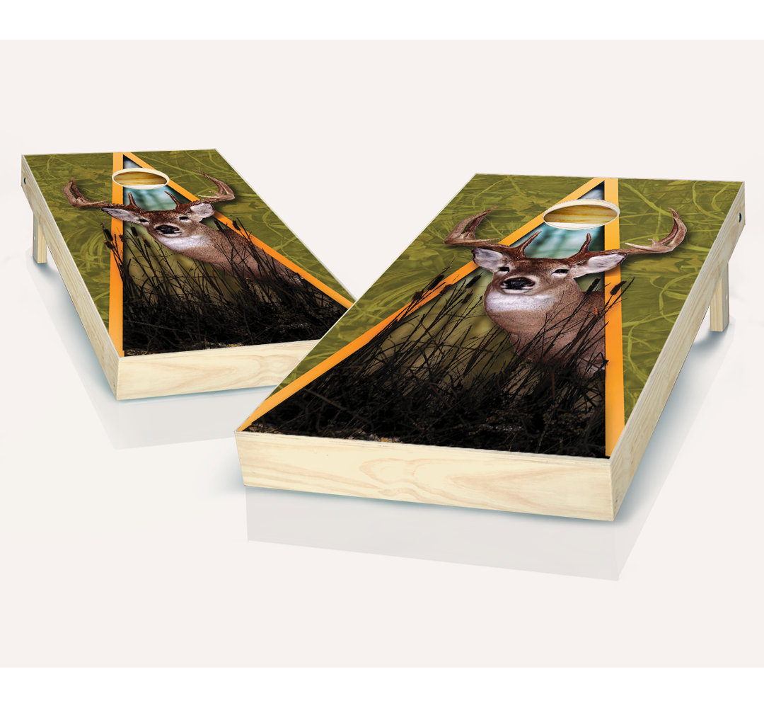 2' x 4' Deer Solid Wood Cornhole Set with Bags AJJ Cornhole Bag