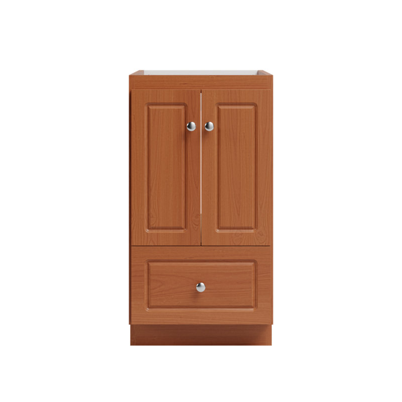Ultraline 18 in. W x 21 in. D x 34.5 in. H Bath Vanity Cabinet without Top in Medium Alder, Medium Alder, 21