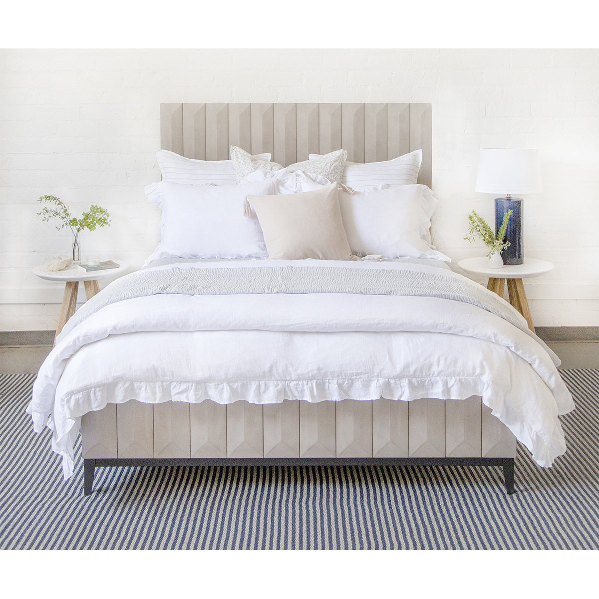 Nantucket Cotton Hand Woven Throw Blanket, Gray, Queen