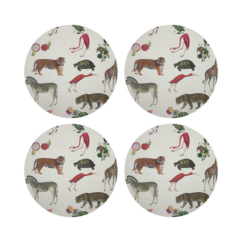 Exotix Natural Vegan Leather Round Coasters, Natural