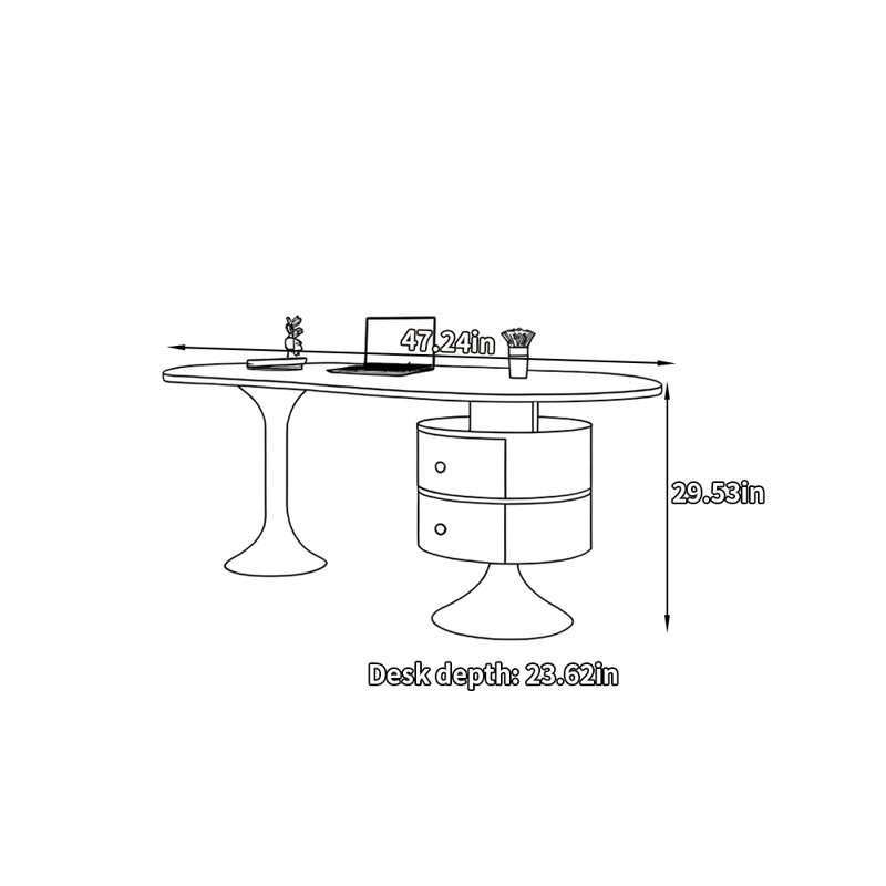 Bureau de style minimaliste léger et luxueux, Brun clair / beige, H 29,53 po x l 47,24 po x P 23,62 po
