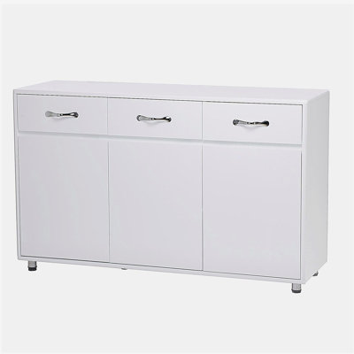 Three-door side table - white