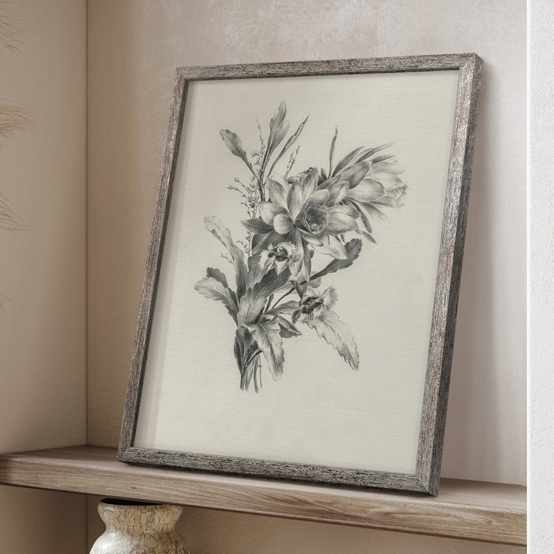 Reproduction florale vintage avec encadrement CECXL - bois massif, H 21 po x l 17 po