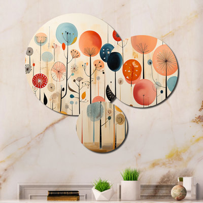 Ensemble de 3 papiers peints fantaisistes Mid-Century colorés en métal