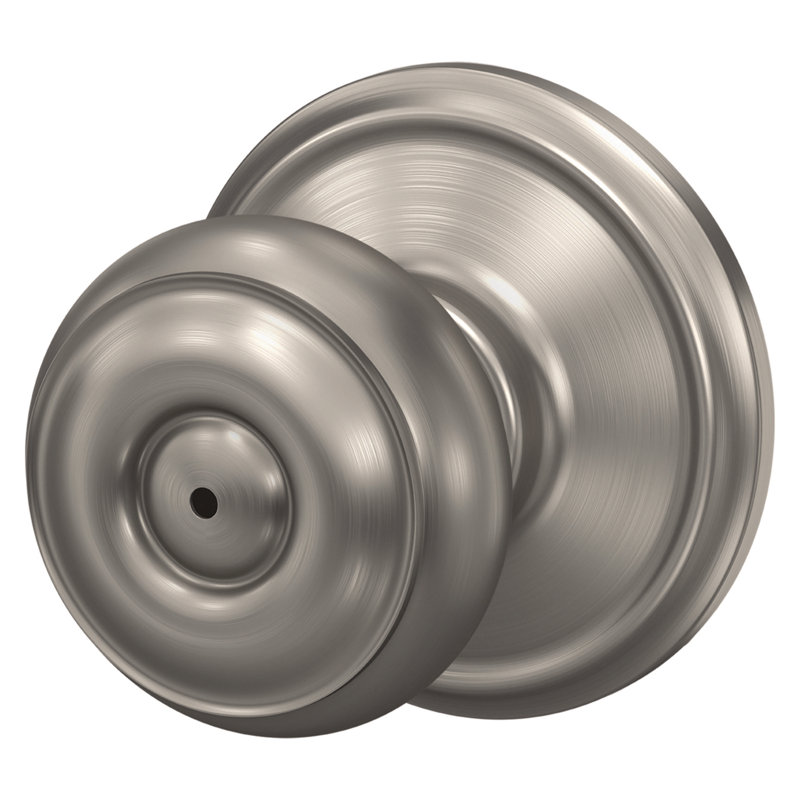 Georgian Privacy Knob Bed and Bath Lock, Distressed Nickel