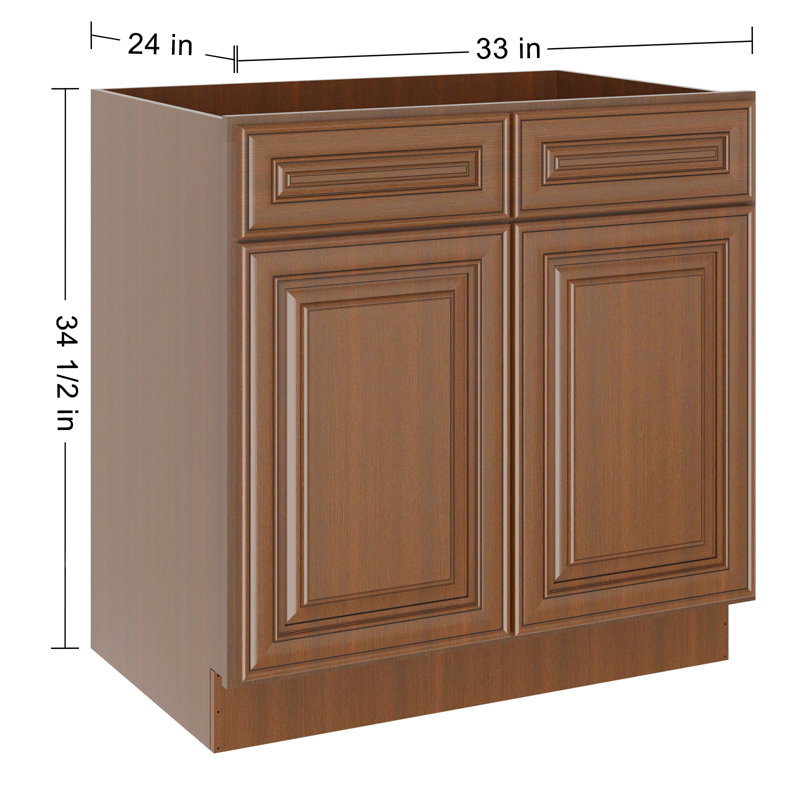 Cozy Design Double Door 34.5'' H Plywood Sink Base Cabinet Ready-to-Assemble, Cameo Scotch, 34.5" H x 24" W x 21" D