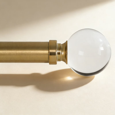 Telescoping Drapery Curtain Rod With Acrylic Crystal Ball Finials - 1 Inch Diameter Adjustable Window Treatment Pole For Living Room Bedroom