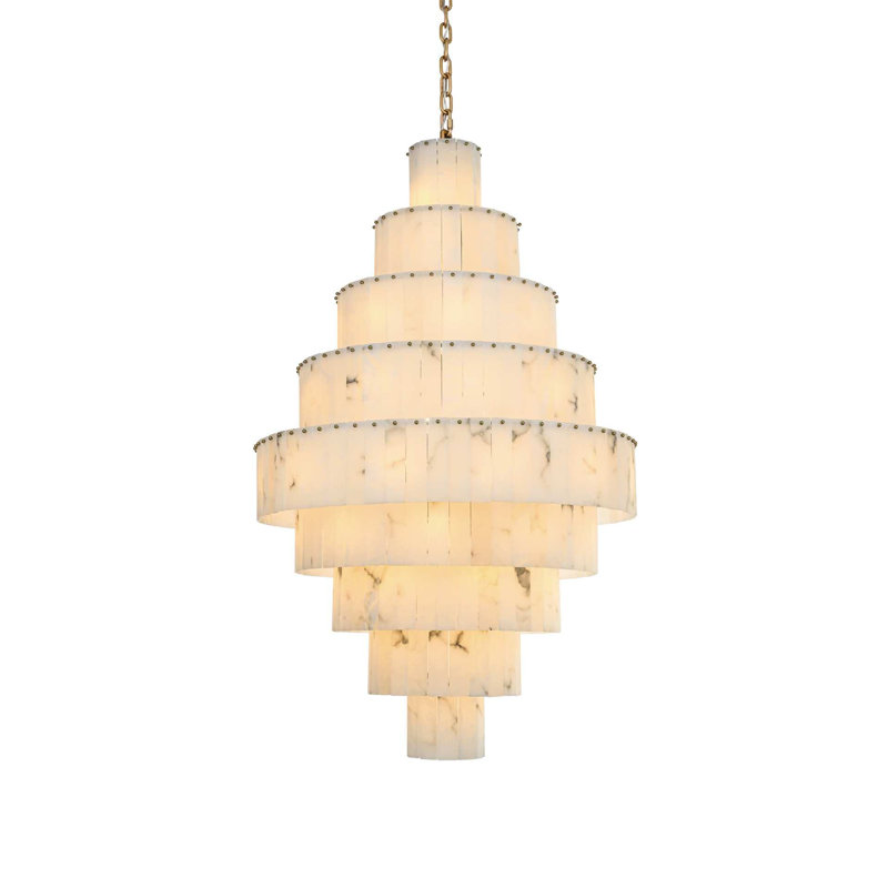 Lustre en albâtre de 40 pouces Intisar, Or satiné