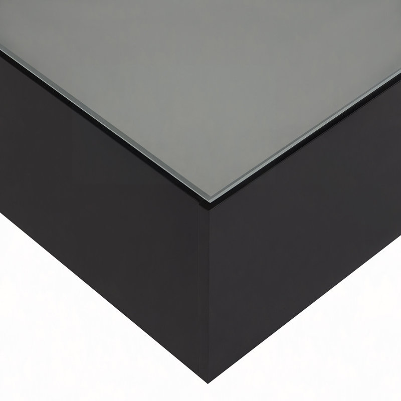 Table basse carrée ultrabrillante carrée avec 16 lumières à DEL de couleur, table centrale avec plateau en verre trempé givré de 5 mm pour le salon