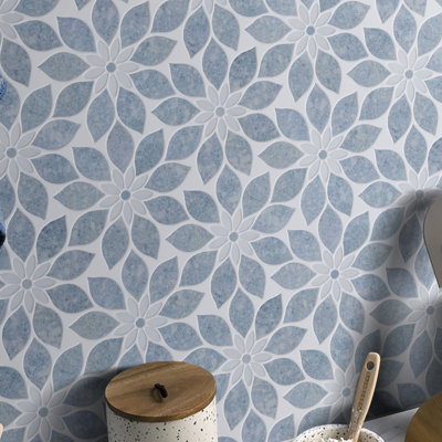 Floral 5" x 5" Natural Stone Mosaic Wall & Floor Tile