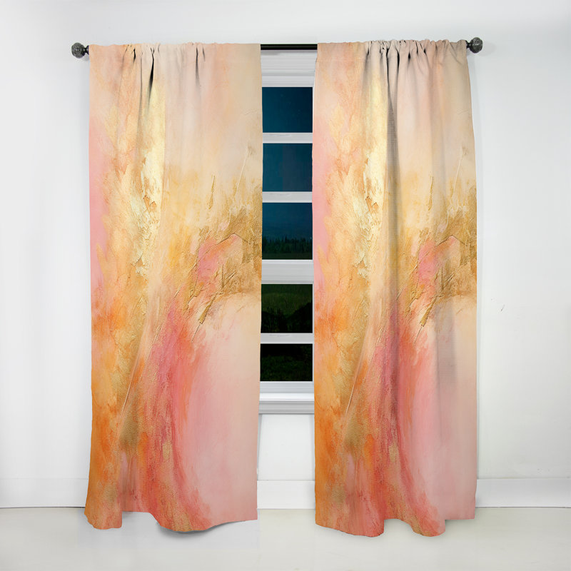 Gold Pink Desert Mirage Spiral III - Spirals Curtain - Velvet Room Darkening - 1 Panel, 52" W x 108" L