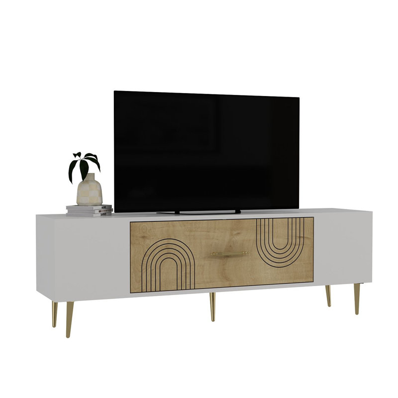 Olivia Unfinished TV Stand, 150cm, White/Natural/Gold