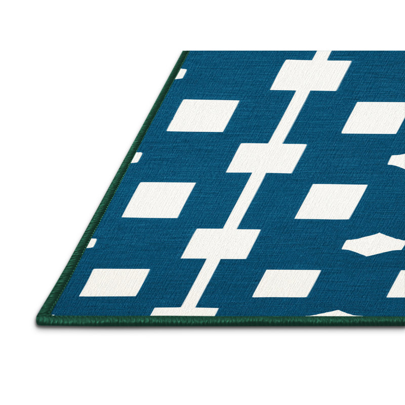 Machine Washable Trellis Green Area Rug, Carré 8 pi