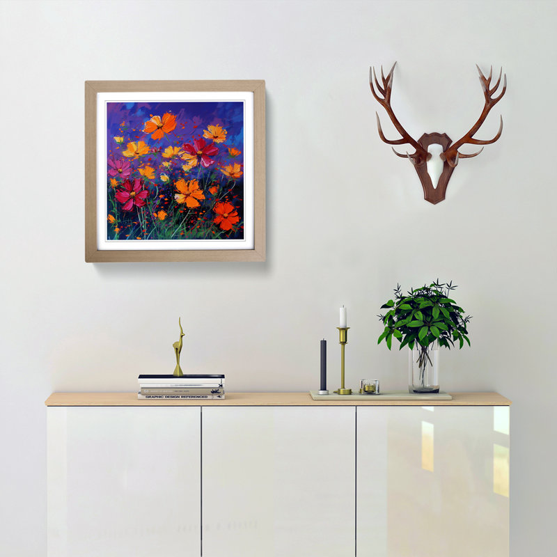 Cosmos Fauvism - Framed Print, Oak