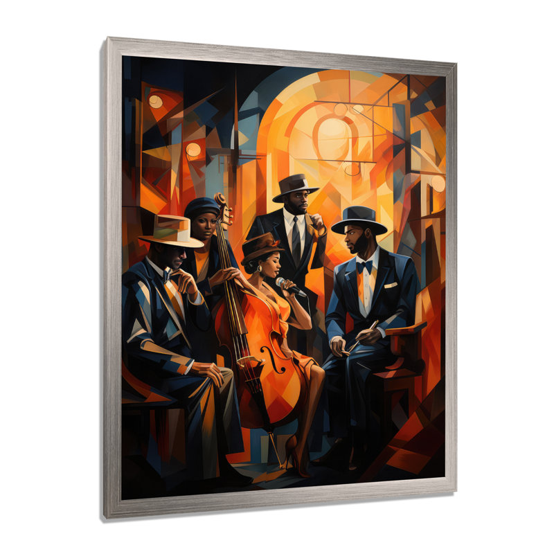 Reproduction d'art sur toile Hundson Jazz Harlem Renaissance V - African American, Cadre photo unique, H 32 po x l 24 po
