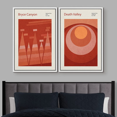 Abstrait, blocs de couleurs vives et abstraites, impression d'art sur toile encadrée, ensemble géométrique Bruce Canyon, parc national de la Vallée de la Mort, formes abstraites, illustrations modernes décoratives pour le salon, la chambre à coucher