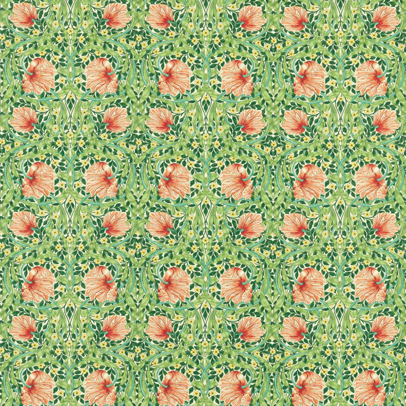 Bedford Park Pimpernel Fabric, Shamrock/Watermelon