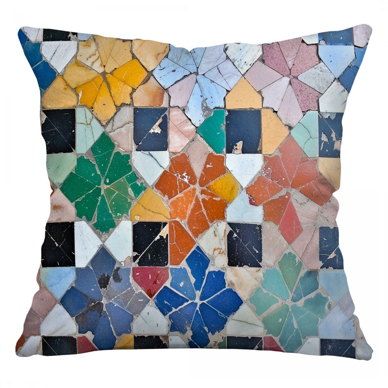 Coussin décoratif mosaïque, coussins en sergé abstrait, Carré 16 po