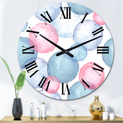 Bleu et rose - Horloge murale moderne