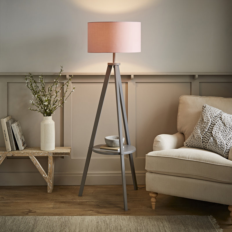 Ismay 149cm Tripod Floor Lamp, No, Pink, Grey