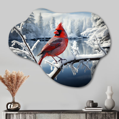 Canada, Canada, oiseau rouge, Winter Wonderland V - art mural en métal Canada nuage